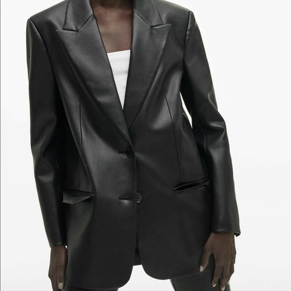 Faux Leather Oversized Blazer